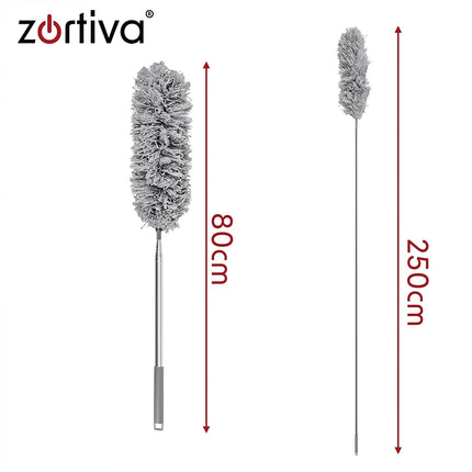 Telescopic Dusting Brush 80-250 cm with 2 Microfibre Heads, 4-in-1, Grey