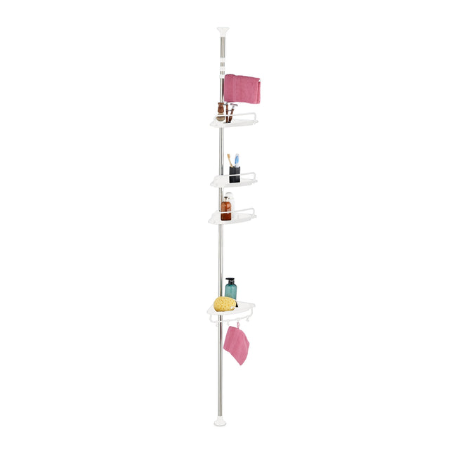 Telescopic Shower Caddy, Height-Adjustable with 4 Baskets