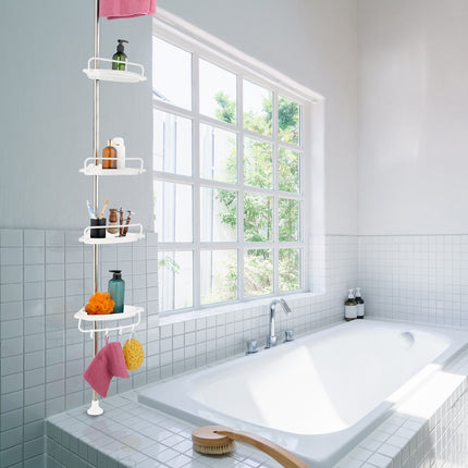 Telescopic Shower Caddy, Height-Adjustable with 4 Baskets