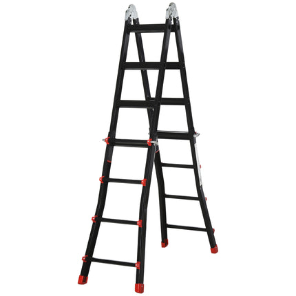 4 m aluminum telescopic ladder, foldable and non-slip, 150 kg capacity