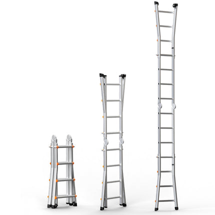 Telescoping A-Frame Ladder, 13 Ft Aluminum, 330 Lb