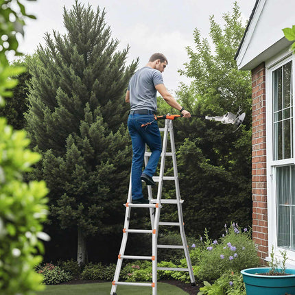 Telescoping A-Frame Ladder, 13 Ft Aluminum, 330 Lb