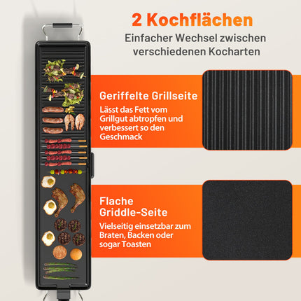 Teppanyaki Grill 1800W, Non-Stick, Adjustable Temp, 100cm