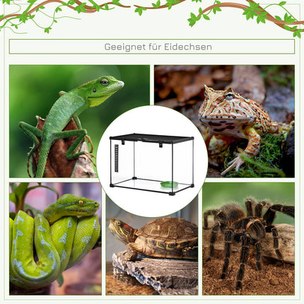Reptile terrarium in glass with thermometer, 50x30x35cm