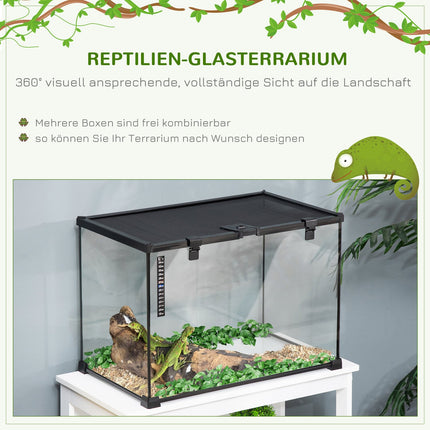 Reptile terrarium in glass with thermometer, 50x30x35cm