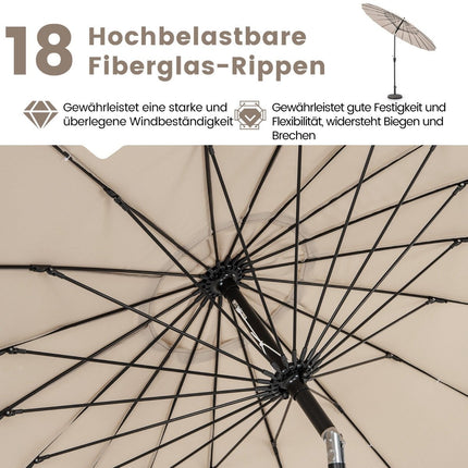 Terrassenschirm, UV-Schutz 50+, Neigbar, Kurbel, Hellbraun