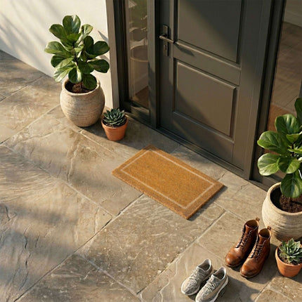 Textured Coir Doormat, 60x40 cm, Natural Fiber