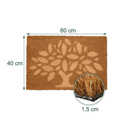 Textured Coir Doormat, 60x40 cm, Natural Fiber