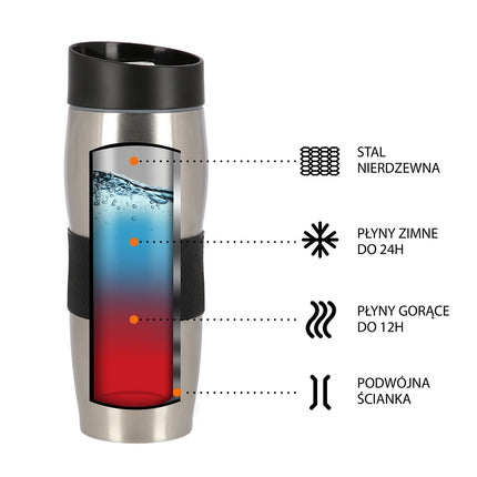 Thermal Cup, Black-Silver, Insulated, Portable