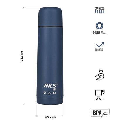 Thermos 500ml, Blue, Ideal for Travel