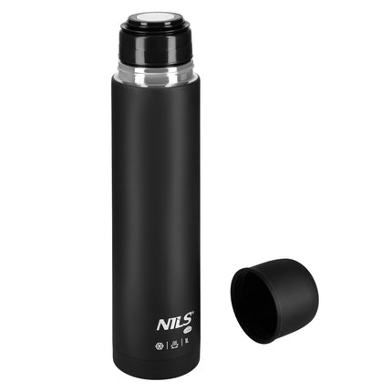 Thermos Flask 1000ml, Black, Insulated Travel Mug
