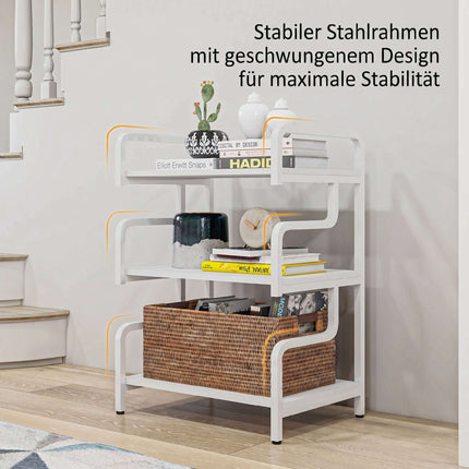 Three-Tier Printer Stand with Storage, 55x40x77cm, White