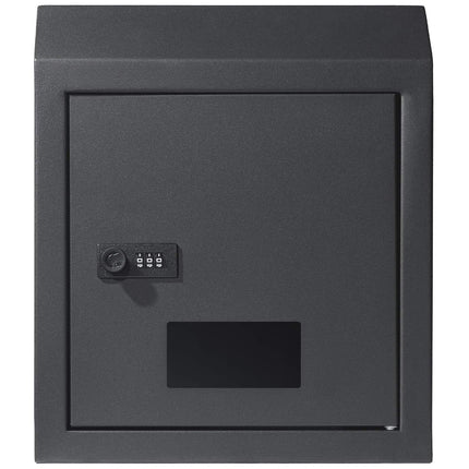 Through-The-Door Key Drop Box Mailbox, Combo Lock, Dark Gray
