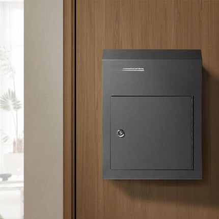 Through-The-Door Key Drop Box, Steel Lock, Black