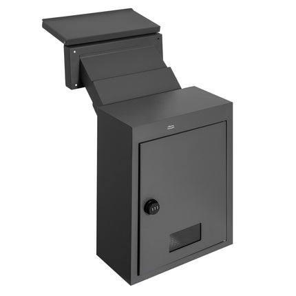Through-The-Wall Drop Box Mailbox, Combo Lock, Black