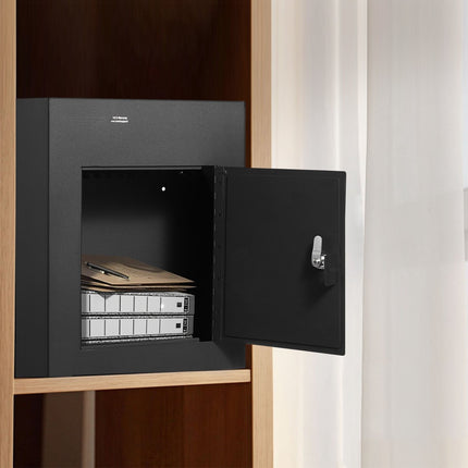 Through-the-Wall Mail Drop Box, Steel, Combo Lock, Black