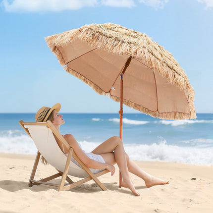 Tiki Thatched Patio Umbrella 6.5 Ft, Tilt, 8 Ribs