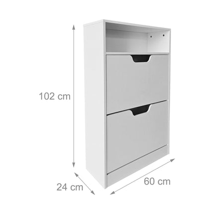 Tilt-Out Shoe Cabinet with Open Shelf Storage
