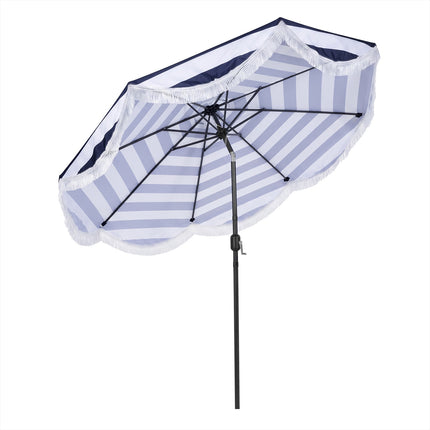 Tiltable Beach Umbrella, 278 cm, Blue/White Stripes