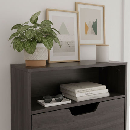Tilting Shoe Cabinet with Adjustable Compartments