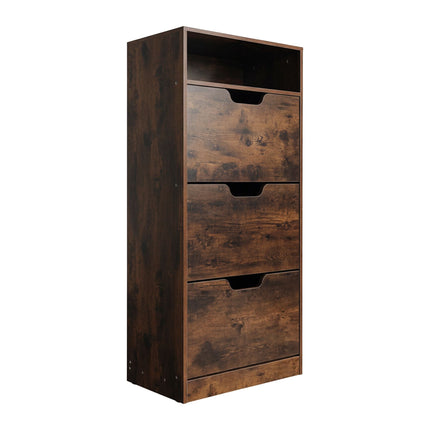 Tilting Shoe Cabinet with Adjustable Compartments & Shelf