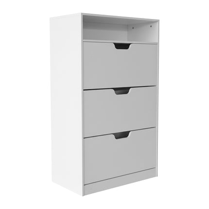 Tilting Shoe Cabinet with Adjustable Compartments & Shelf
