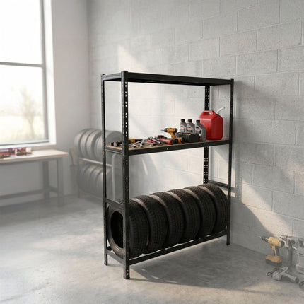 Tire Rack, 2-Shelf Steel, Adjustable Spacing