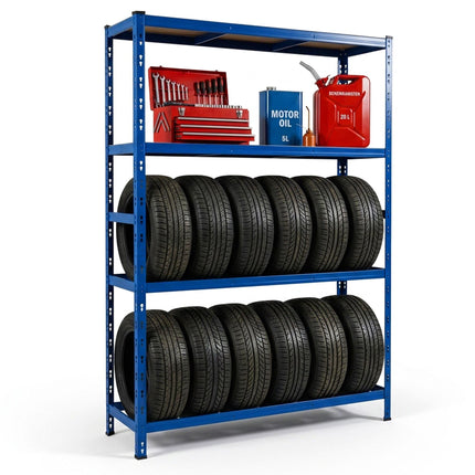 Tire Rack, 2-Shelf Steel, Adjustable Spacing