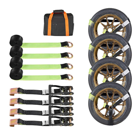 Tire Tie-Down Strap Kit, Flat Hooks, 2 In x 120 In