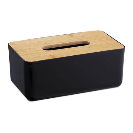 Tissue box with bamboo lid