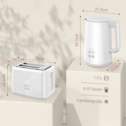 Toaster and Kettle Set, 7 Browning Levels, Stainless Steel