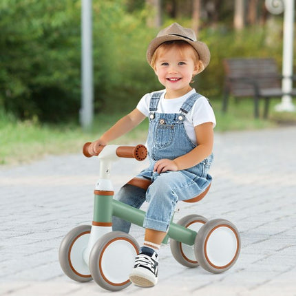 Toddler Balance Bike, 4-Wheel, Adjustable Seat, Green