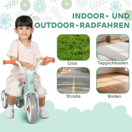 Toddler Balance Bike, No Pedal, 3 Silent Wheels, Green