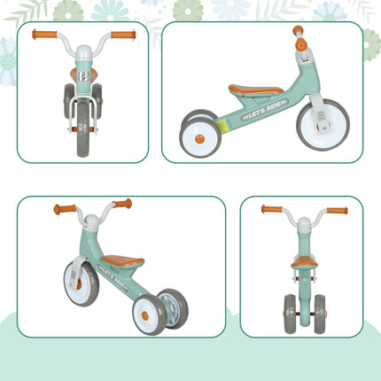 Toddler Balance Bike, No Pedal, 3 Silent Wheels, Green