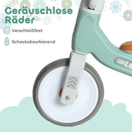 Toddler Balance Bike, No Pedal, 3 Silent Wheels, Green