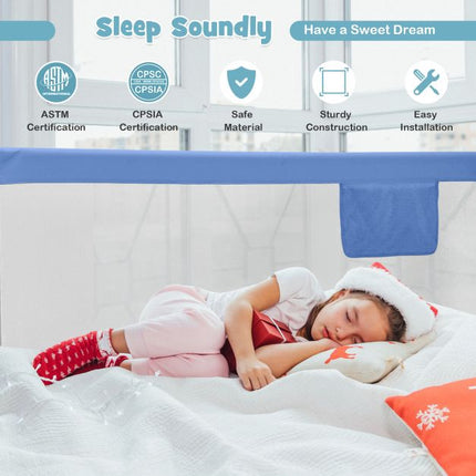 Toddler Bed Rail 69.5 In, Adjustable Height, Pocket