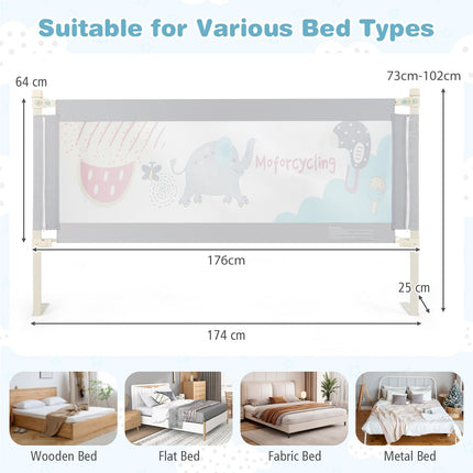 Toddler Bed Rail Guard, 24-Position Height Adjustable, 175 cm