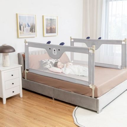 Toddler Bed Rail Guard, 69 In, 24-Level Adjustable, Gray