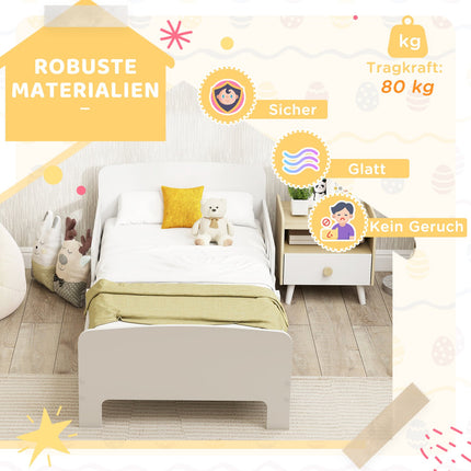 Toddler Bed with Safety Rails, MDF, Ages 3-8, White