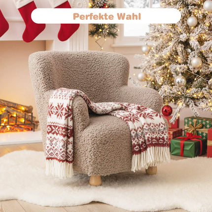 Toddler Chair with Backrest & Wood Legs, Brown, 52x50x53 cm