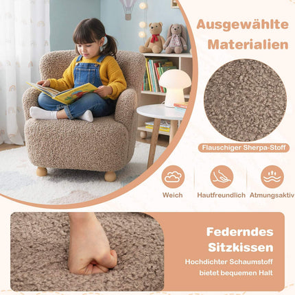 Toddler Chair with Backrest & Wood Legs, Brown, 52x50x53 cm
