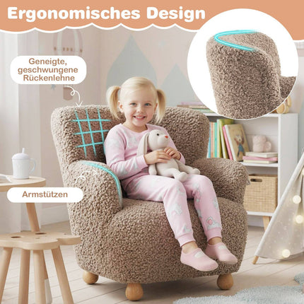Toddler Chair with Backrest & Wood Legs, Brown, 52x50x53 cm