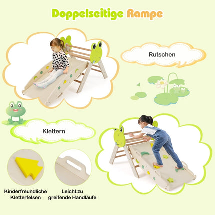 Toddler Climbing Set with Slide, Arch & Ramp – Natural Wood
