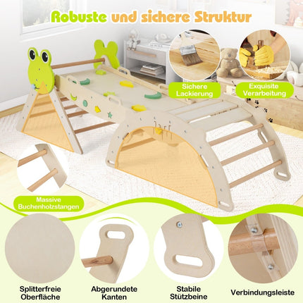 Toddler Climbing Set with Slide, Arch & Ramp – Natural Wood