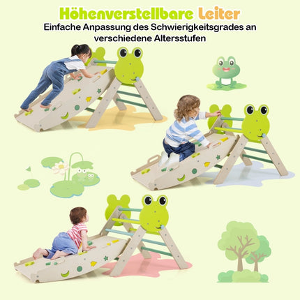 Toddler Climbing Set with Slide & Ramp – Green, 7-in-1