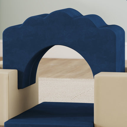 Toddler Foam Climbing Blocks Set, 7-Piece, Non-Slip, Dark Blue