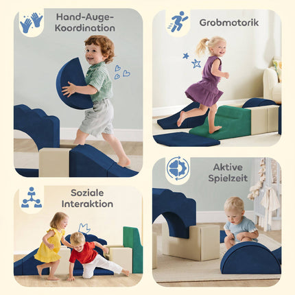 Toddler Foam Climbing Blocks Set, 7-Piece, Non-Slip, Dark Blue