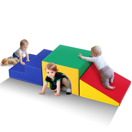 Toddler Foam Climbing Set, Tunnel Ramp and Steps, 3-Piece