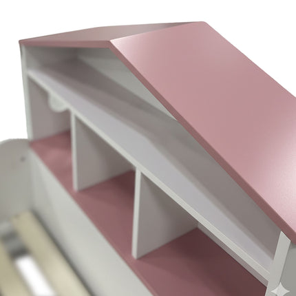 Toddler House Bed with Shelf and Safety Rails