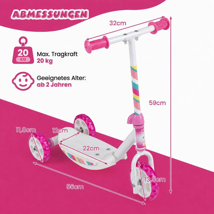 Toddler Kick Scooter with LED Wheels, Pink